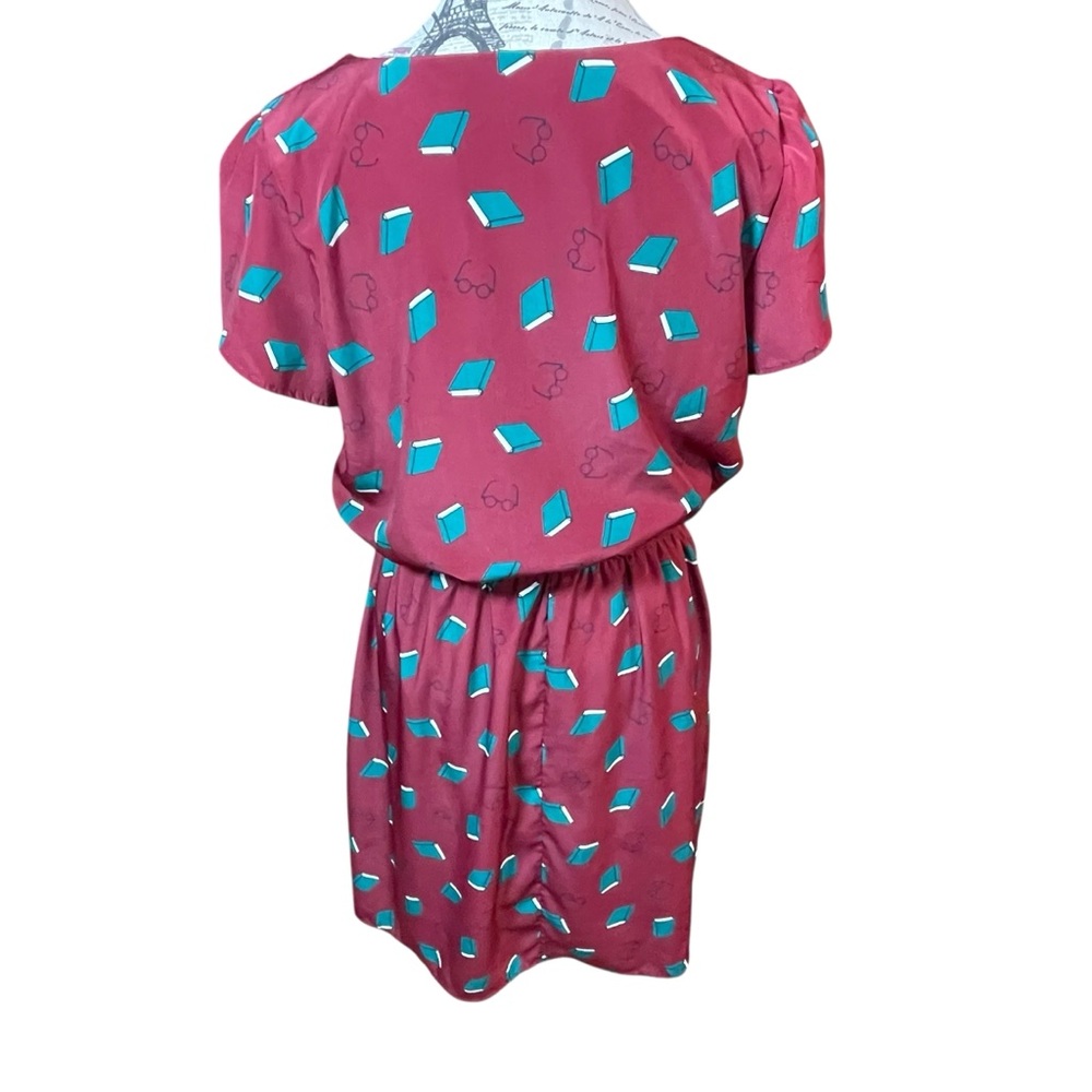 Peach Love California Midi Dress in Red and Teal - books and glasses, teacher - Picture 3 of 9